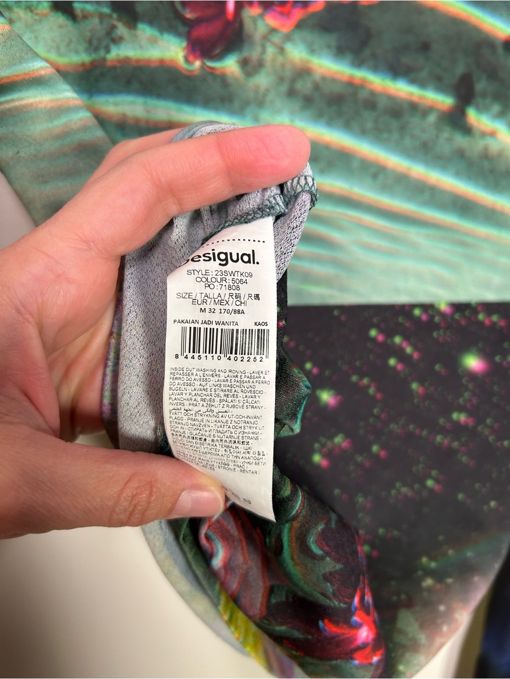 Desigual printed mesh bodycon top sm - Picture 3 of 5